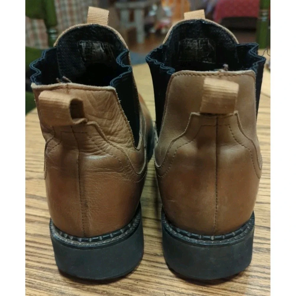 Roper Lucas Brown Leather Mens Chukka‎ Ankle Boots US 10.5 Non Slip Pull On